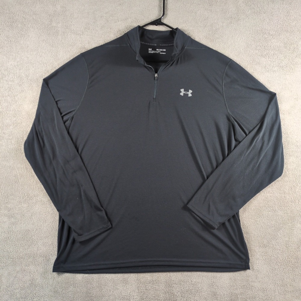Under Armour HeatGear Top Mens 2XL‎ Black 1/4 Zip Mock Neck Loose Fit Training